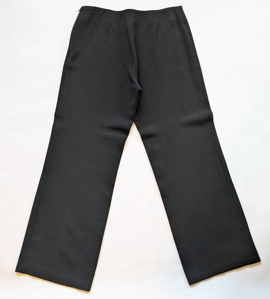 Calça Eileen Fisher mistura de lã perna larga azul marinho Culotte Palazzo feminina ajuste P M - Imagem 3 de 4