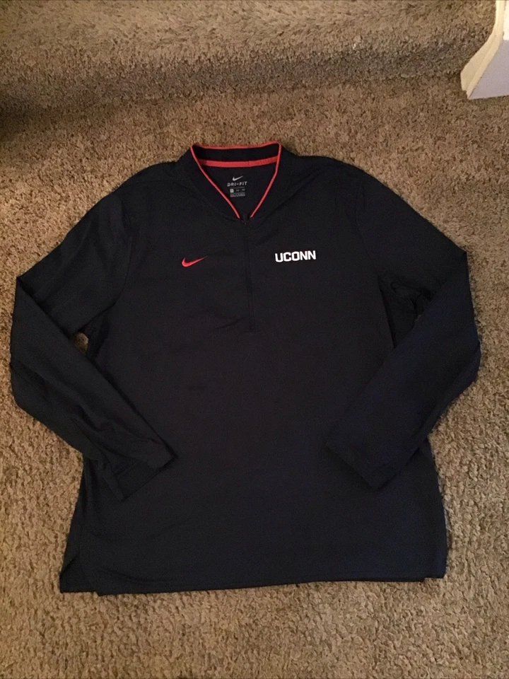 Mens Nike UConn Basketball Blue Quarter Zip 1/4 Pullover Dri Fit Golf Size 2XL - Image 2 of 3