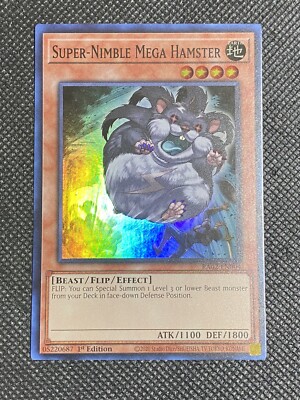 YuGiOh! Super-Nimble Mega Hamster RA02-EN004 Super Rare 1st Edition Near Mint