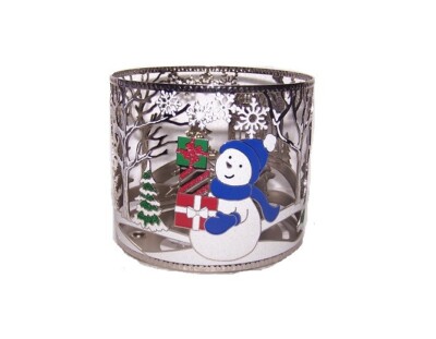 Bath & Body Works Holiday Snowman Scene 3 Wick Candle Holder Sleeve