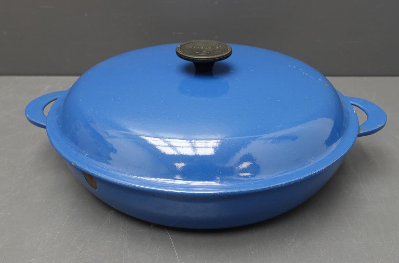 Le Creuset 30 Blue Enameled Cast Iron Braiser Pan w/ Lid +handles France eBay