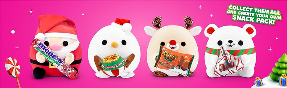 BRAND NEW Zuru SNACKLES Christmas Rudi Reindeer 5" Stuffed Plush Reese's