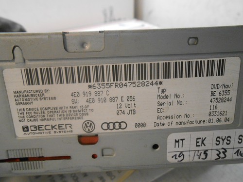 05 Audi A8 nav unit 4E0910887C ic#58663 QC0405 - Picture 3 of 4