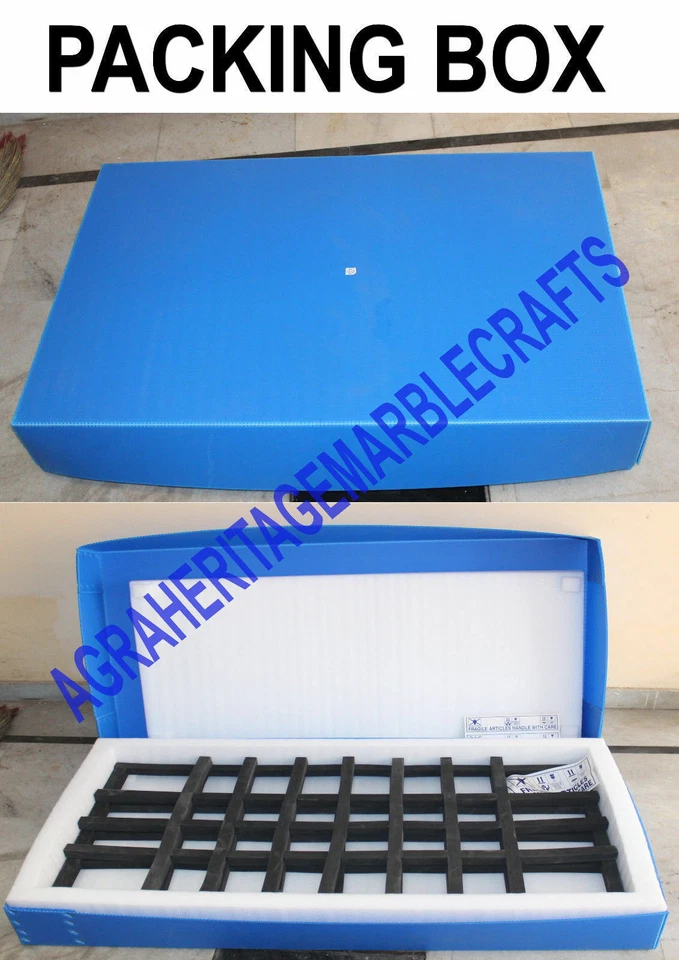 White Marble Marquetry Backgammon Table Hakik Floral Work Inlaid Art Decor H3692 - Image 4 of 4