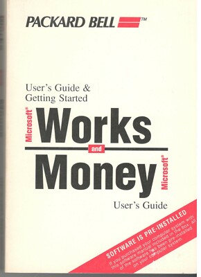 Vintage 1991 Packard-Bell User's Guide For Microsoft Works & Money