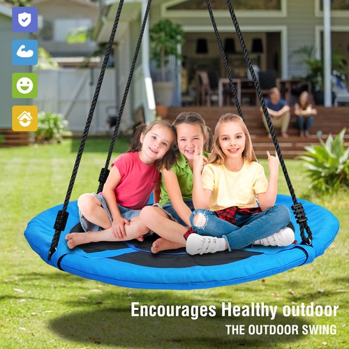 40" Round Saucer Tree Swing 900D Oxford Waterproof Max 700Lbs W/ 2 Hanging Ropes - Picture 9 of 34