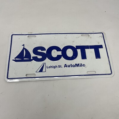Vintage License Plate Topper Scott Leigh St. AutoMile