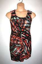 Womens GUESS Multicolor Artsy Sleeveless Open Back/Zipper Front Sheath Dress 4