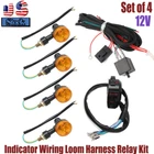 4X Universal Motorcycle Indicator Wiring Loom Harness Relay Kit Turn Signals