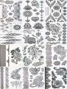 Black Tattoo  Henna  Lace Body art hand arm Hair Stencil  