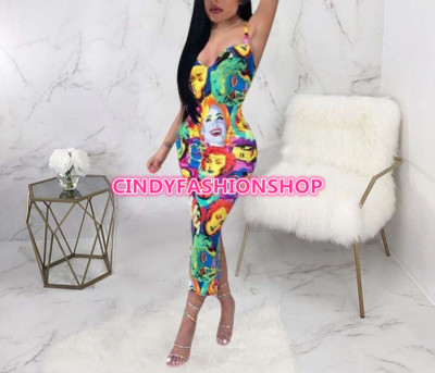 Summer Sexy Women Print Sleeveless Backless Body con Midi Party Dress #S |  eBay