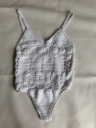 Ivory Crochet 1 Piece Swimsuit, Size 