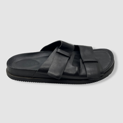 $230 Vince Men's Black Leather Duke Slide Sandal Shoes Size 9