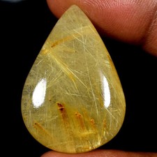 Golden Rutile Quartz Pear Cabochon 100 Natural Gemstones
