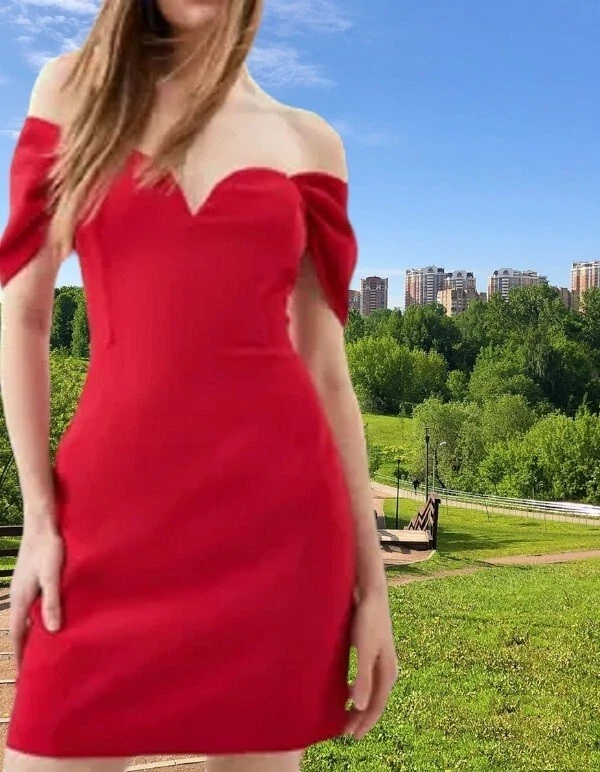 bright red dress