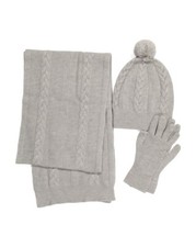 NUEVO CON ETIQUETAS PETER MILLAR 100% Cachemira Gris Claro Tejido Sombrero Bufanda y Guantes Conjunto