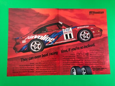 1995 1996 PORSCHE 911 BF GOODRICH TIRES ORIGINAL PRINT AD ADVERTISEMENT 2 PAGE