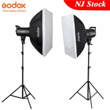 US 2pcs Godox SL-60W 5600K LED Video Light 60x60cm Softbox 2m Light Stand Kit