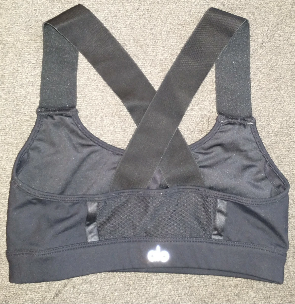 Alo Yoga Womens Equalize Sports Bra Black Size Small S Mesh