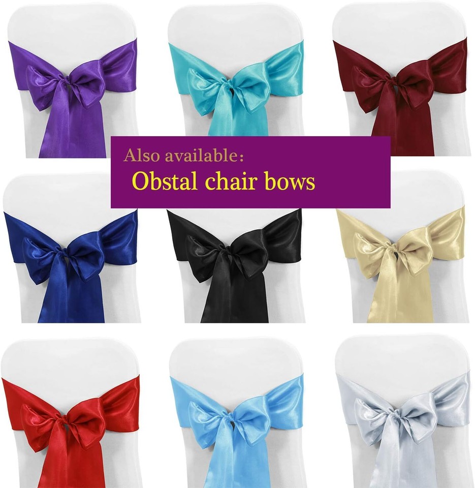 50 PCS Satin Chair Sashes Bows for Wedding Reception Universal Chair