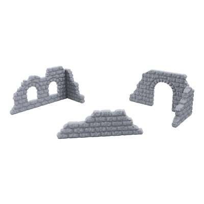 Cobblestone Wall Set, Terrain Scenery for Tabletop 28mm Mini Wargame, 3D Printed