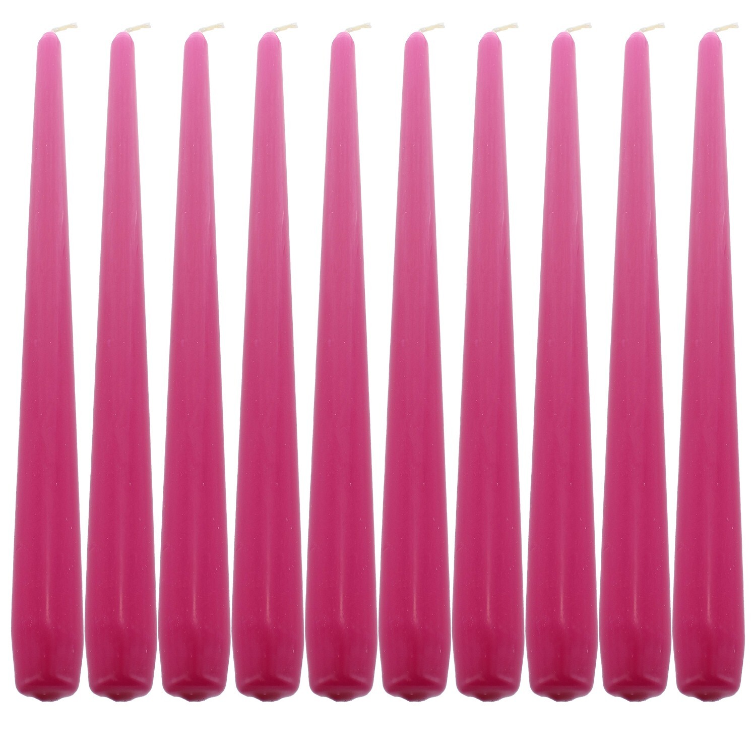 Fuchsia Taper Dinner Candles  9"" 24cm Candle Unscented 7 Hour Burn Time 10 Pack