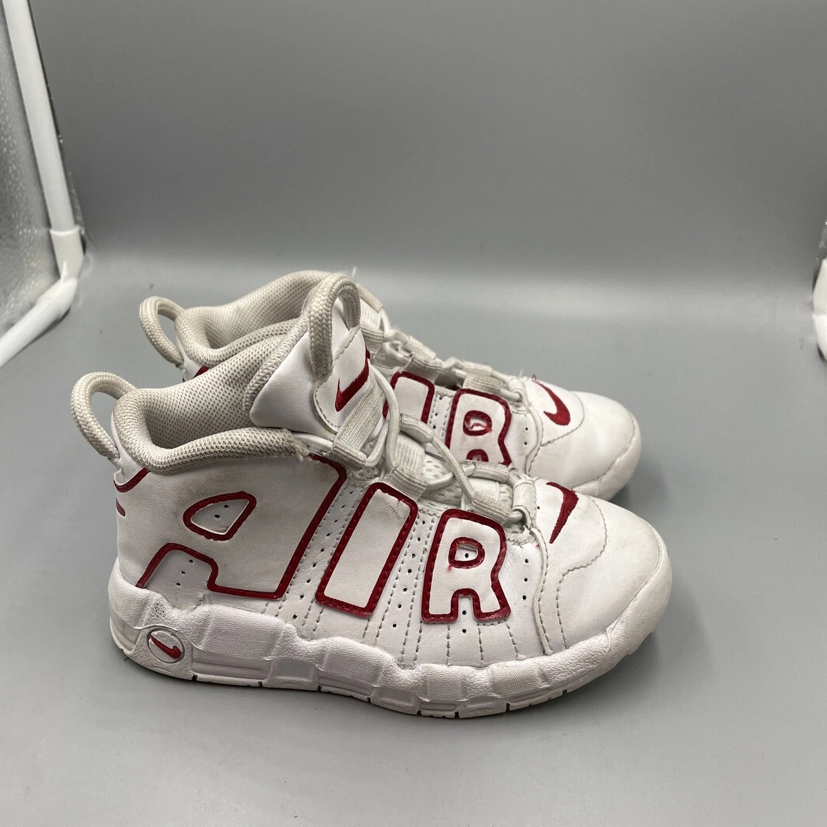 Nike Uptempo White Varsity Red Size 9C Kids Sneakers Nice Shape Look