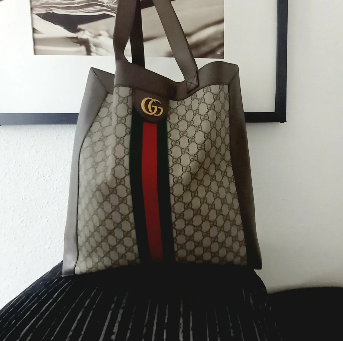 Gucci Large Beige/Tan GG Coated Canvas/Leather Ophidia Tote Bag with pouch  - A World Of Goods For You, LLC