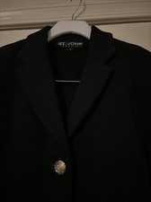 St. John basics Santana Knit Blazer, Black Women 4 Gold Tone Buttons - Flaw
