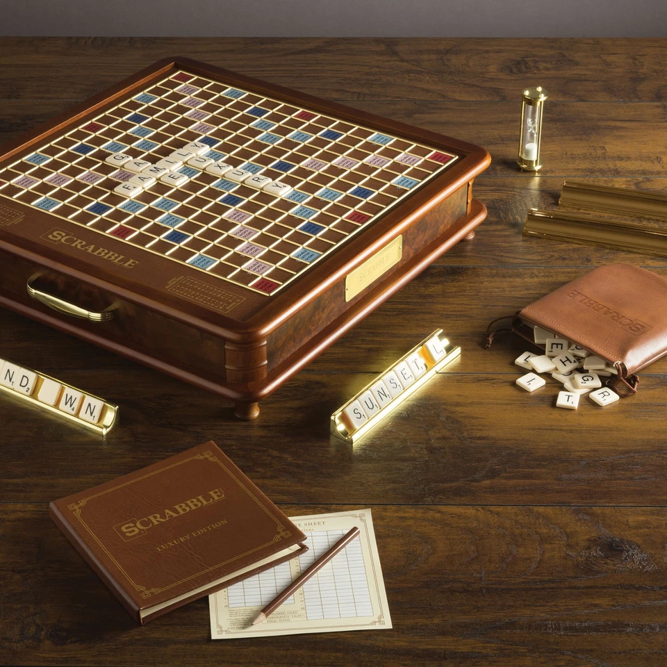 New Scrabble Luxury Edition with Wood Cabinet and Rotating Turntable Game Board - Image 2 of 4