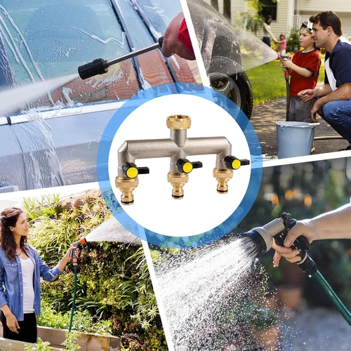 Gardena Distributore Acqua 3 Vie Rubinetto Distributore 3/4" Tubo Ottone Valvola - Foto 4 di 16