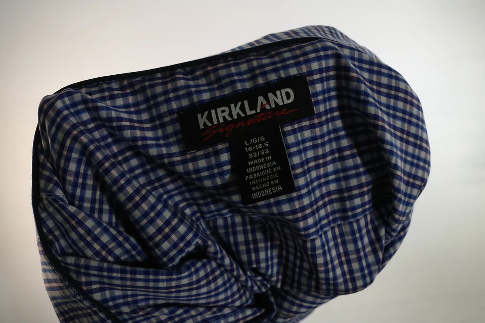 Mens Kirkland Blue Plaid Button Down Shirt Size L Large EUC - Image 3 of 4