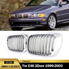 Chrome Front Kidney Grill For 1999-2002 Bmw E46 3 Series 325ci 330ci Convertible