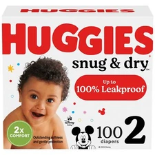 100 Count Huggies Size 2 Diapers, Snug & Dry Baby Diapers Size 2 (12-18 lbs)