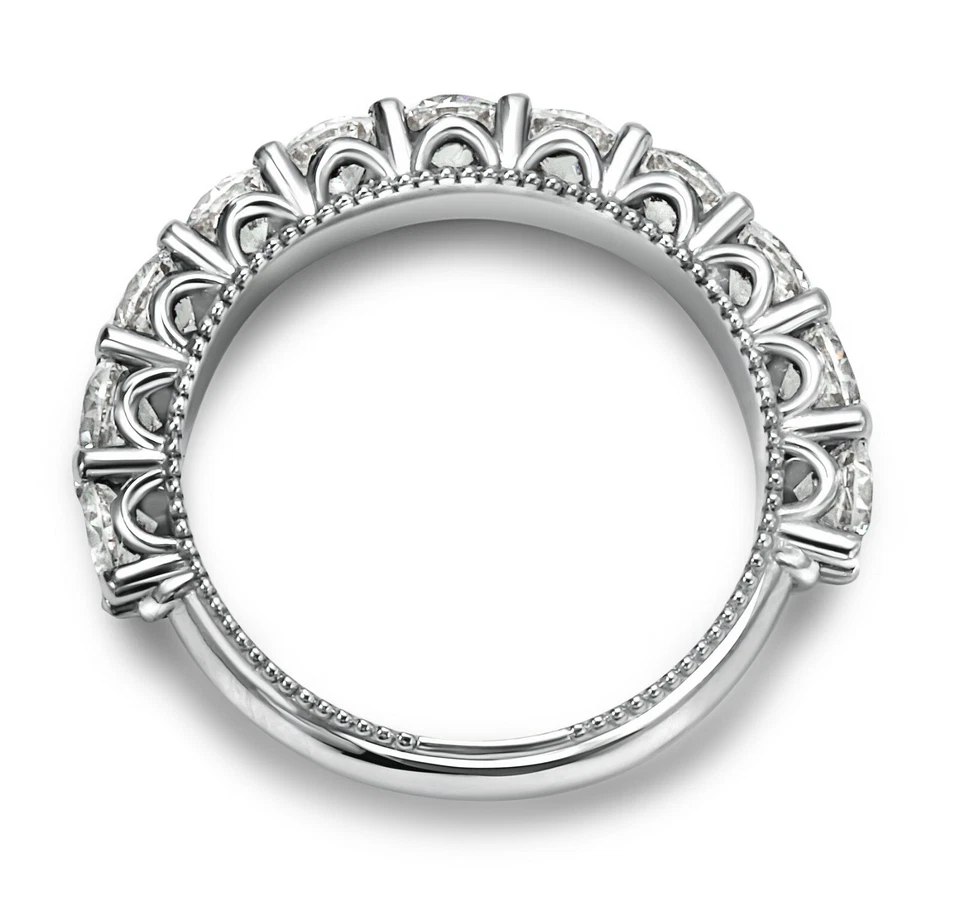 Banda de diamantes creada en laboratorio de corte redondo certificada DVS2 de 2,70 quilates de oro blanco de 18 quilates Foto 4 de 4