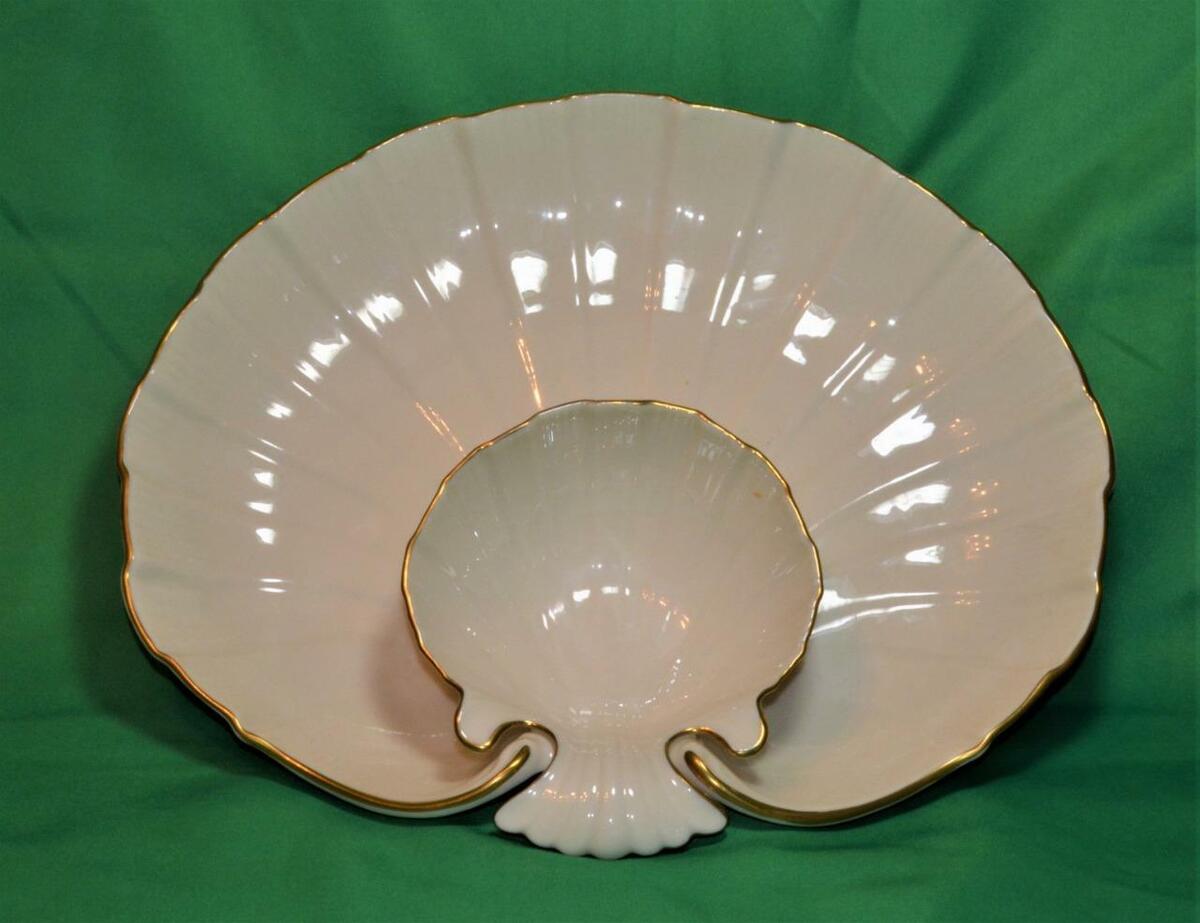 LENOX China AGEAN SEASHELL Collection 24K Gold Chip & Dip 12 LENOX China AGEAN SEASHELL Collection 24K Gold Chip & Dip 12