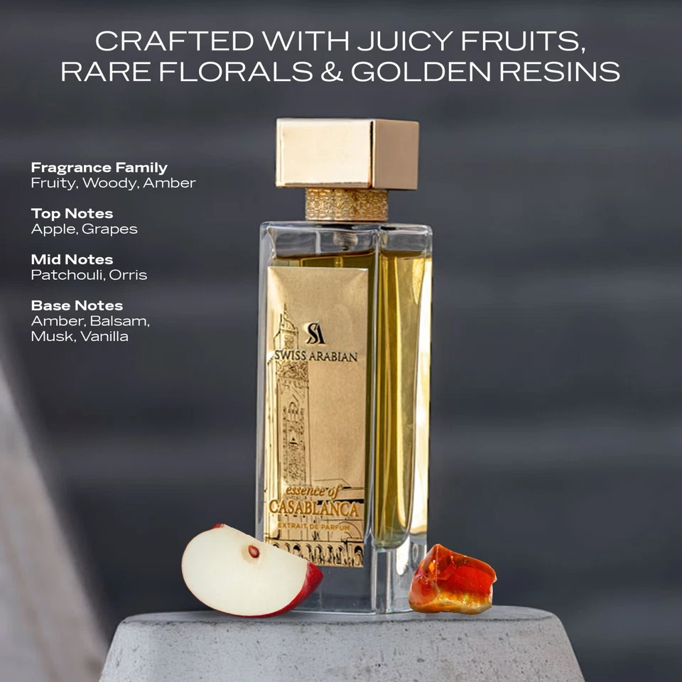 Swiss Arabian Essence of Casablanca 3,4 oz – Perfume unissex frutado âmbar almíscar - Imagem 2 de 4