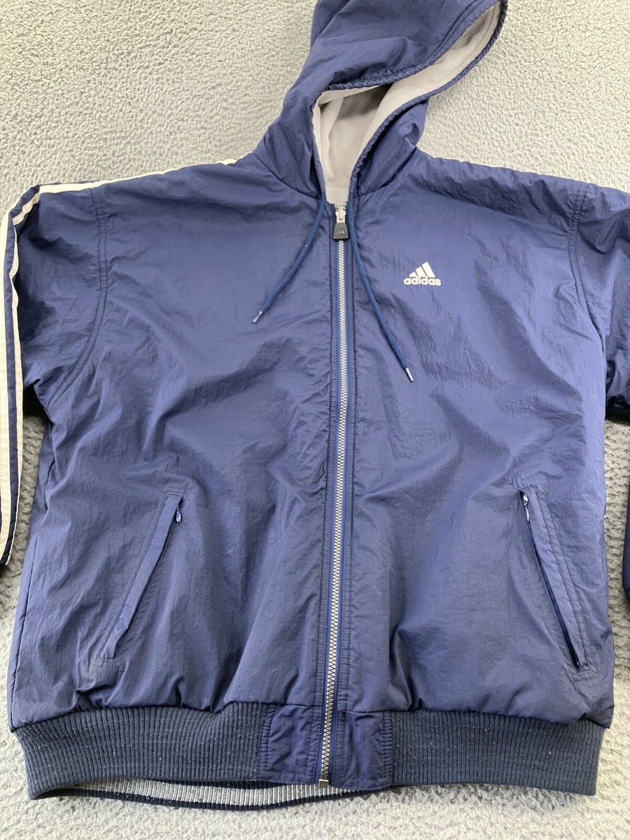 ジャケット・アウター vintage adidas reverseble jacket cf Vintage Adidas Reversible Zip Up Puffer Jacket Size XL Blue