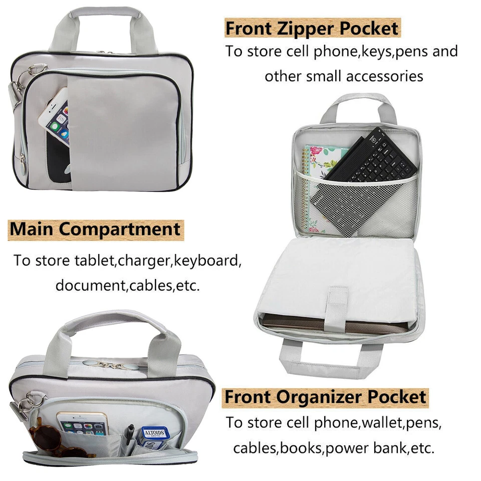 Nylon Laptop Shoulder Bag Tablet Sleeve Case For 10" Asus Transformer Book Flip - Image 2 of 4