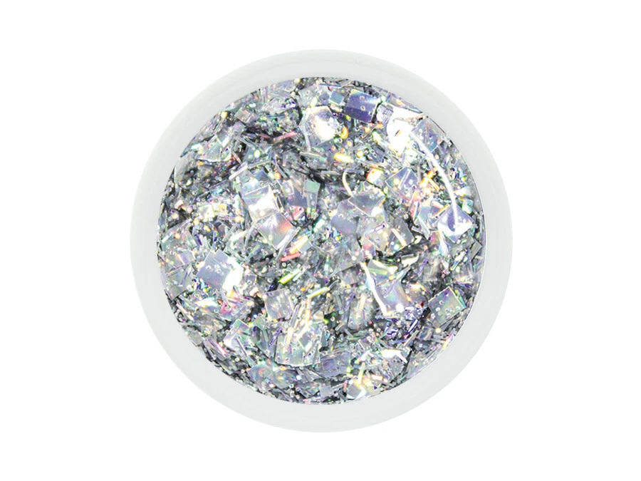 UV LED GEL CRISP Effekt SILVER Glitzer Farb Color Nail Art Modellage Nail Silber - Bild 2 von 3