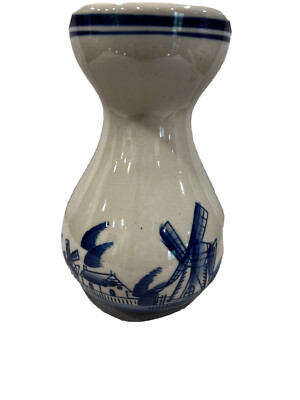 Dutch Windmill Vase 5.75  Cobalt Delft Blue Holland Hyacinth Bulb Planter Vase