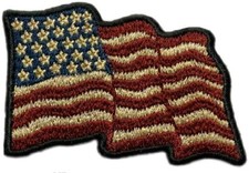Waving Distressed USA American Flag Patch 2.75 X 2.0 inch- Iron on sew on -WF8