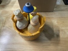 Fisher Price 3 Men in a Tub with Flag Three Figures  Tub Vintage Toy Retro USA