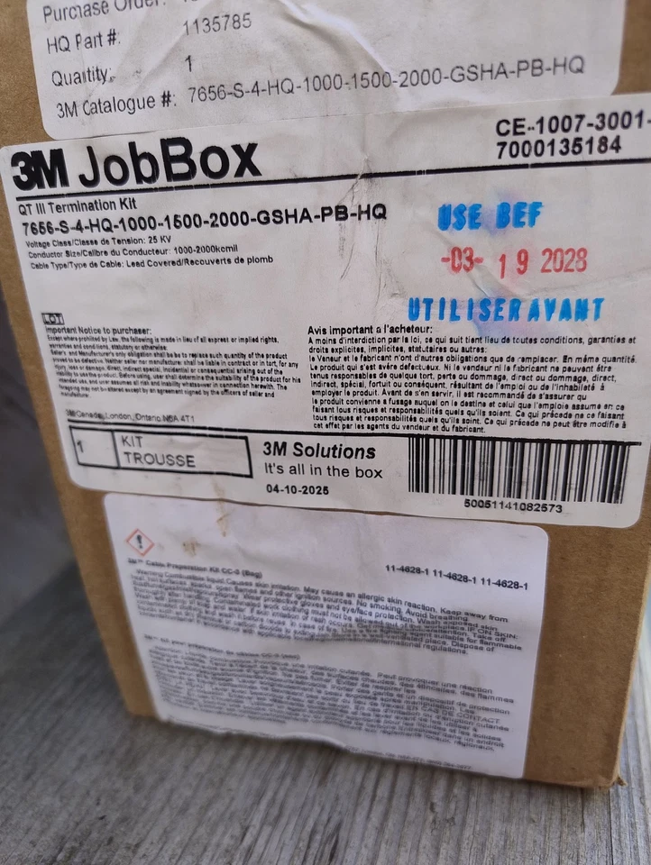 Kit de terminación en frío 3M QT-III 25kV 1500-2000 kcmil exp. 2028. 7656-S-4 Foto 2 de 4