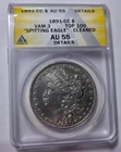 1891-CC MORGAN 'Spitting Eagle' $1 Dollar Silver Coin ~ ANACS AU55 Det ~Key Date