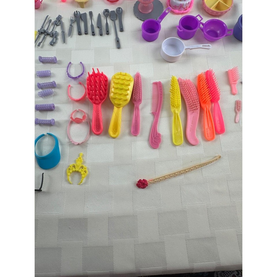 Barbie Accessories LOT 170 pcs Kitchen Hair Sports Food Furniture ...