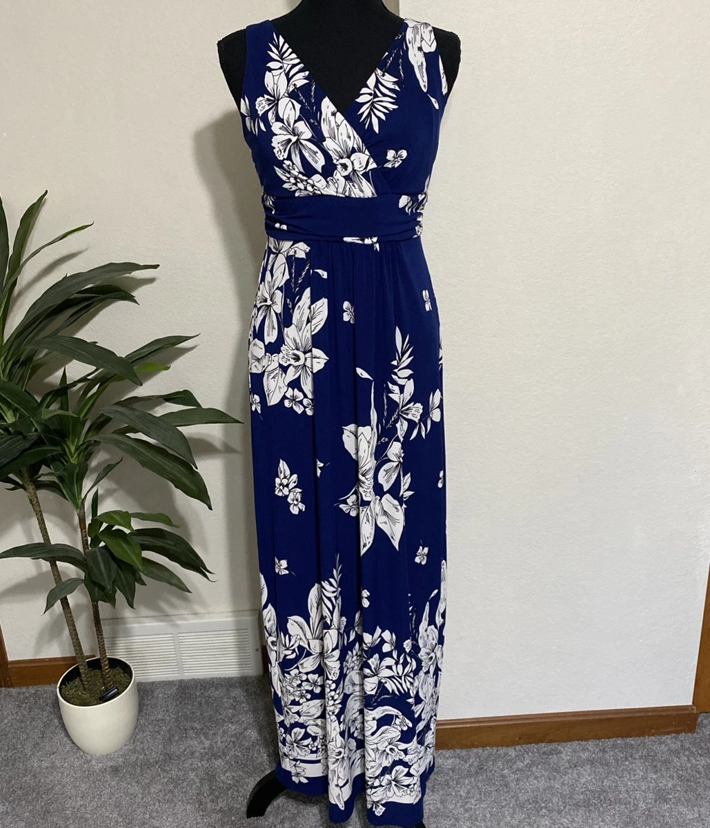 chaps maxi dresses Dress Womens Large Navy Blue Floral Faux Wrap V-Neck Sleeveless and at our local independently owned Clothes Mentor stores Women's Sz S New Chaps