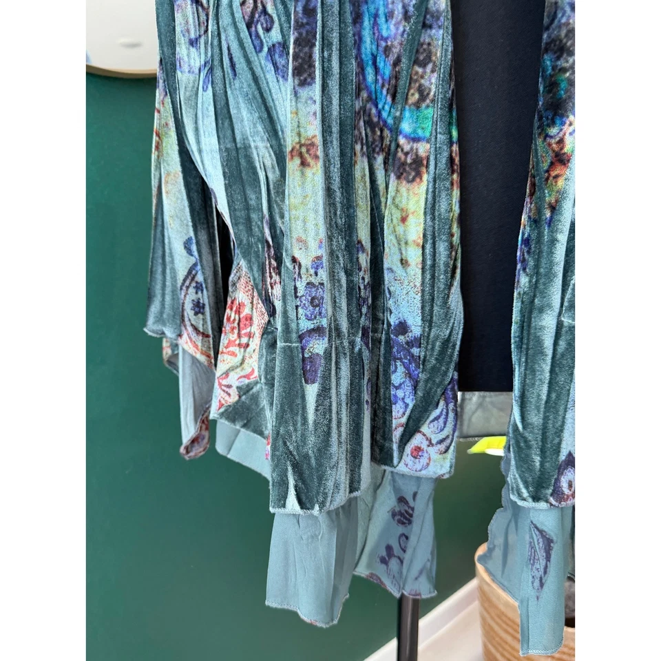 Cárdigan de terciopelo frente abierto para mujer XL verde terroso Goblincore Whimsigoth Witchy Foto 3 de 4