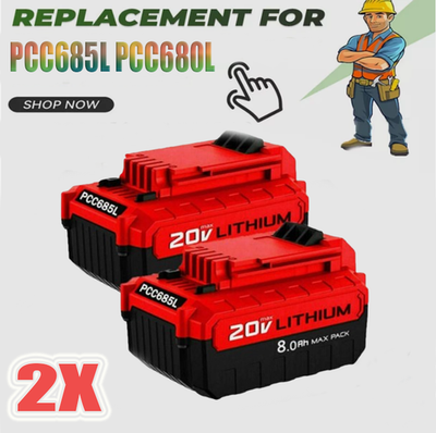 #ad 2PACK For Porter Cable 20V Lithium Ion 20 Volt Max 8.0AH Battery PCC680L PCC685L $35.99
