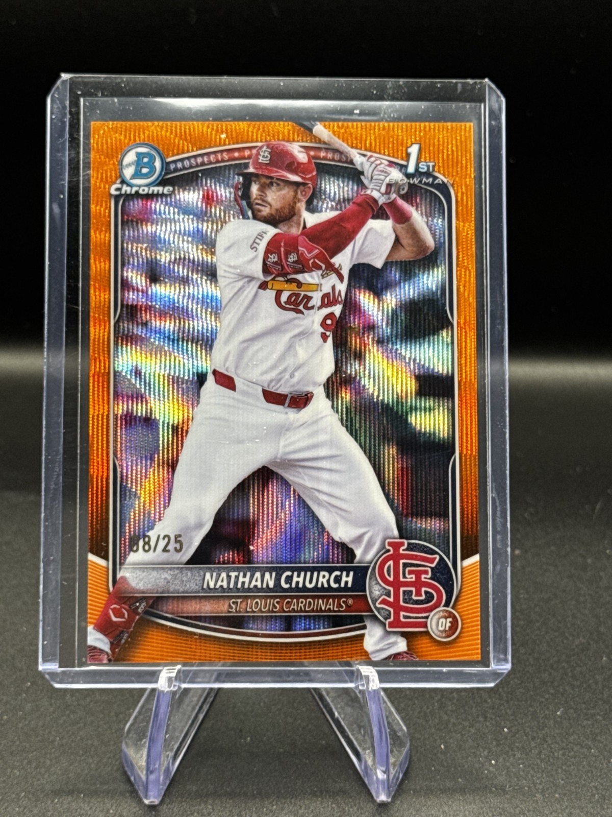 2025 Bowman Chrome Nathan Church Orange Wave Refractor 1st #08/25